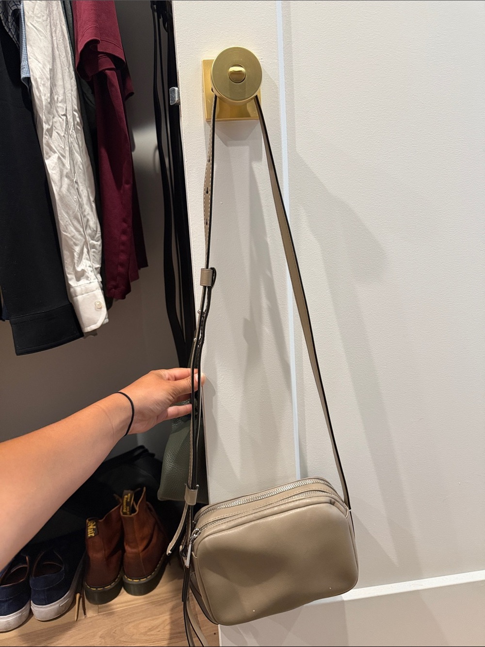 Proenza Schouler White Label Taupe crossbody camera bag